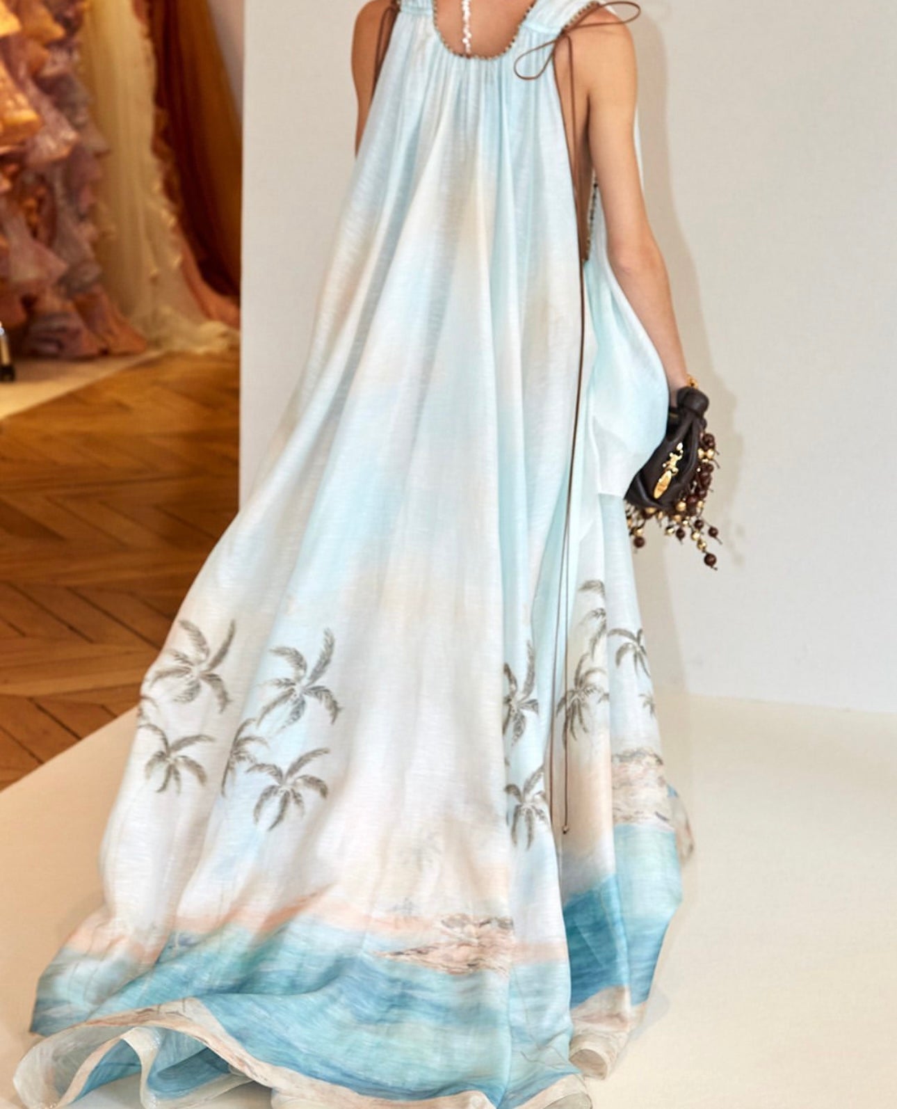 Robe longue sans manches à imprimé agate bleu Illuminate SS Zimmermann 2025
