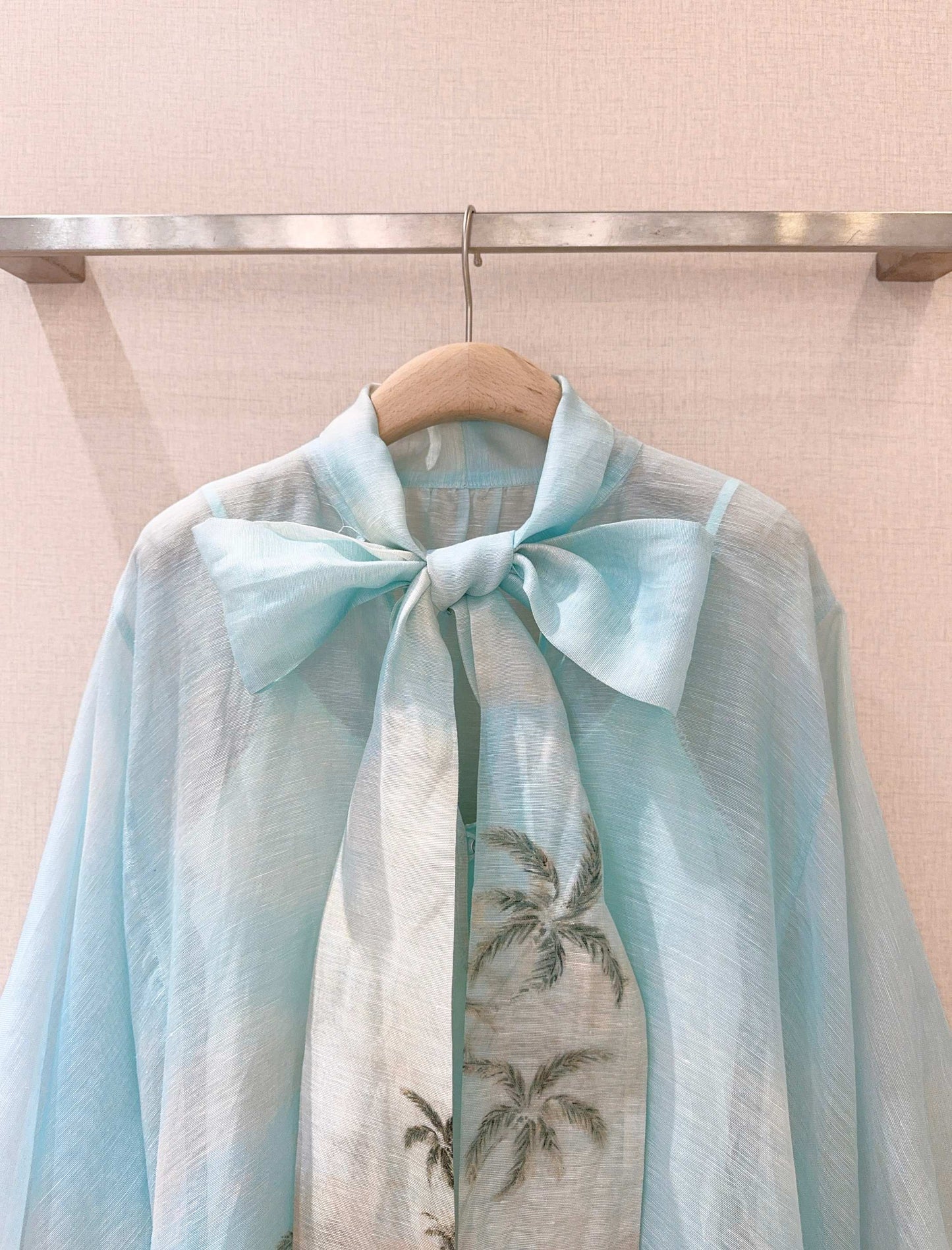 Robe courte à imprimé côtier Zimmermann avec nœud papillon et manches ballon
