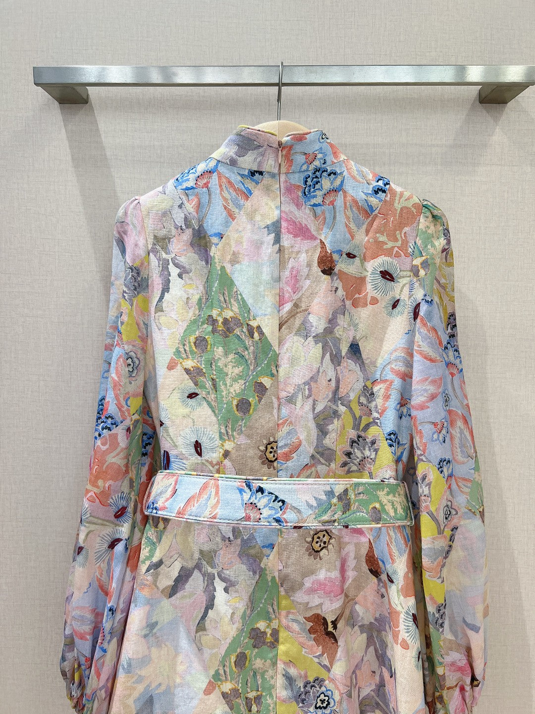 Mini-robe en lin à imprimé patchwork floral et ceinture Zimmermann