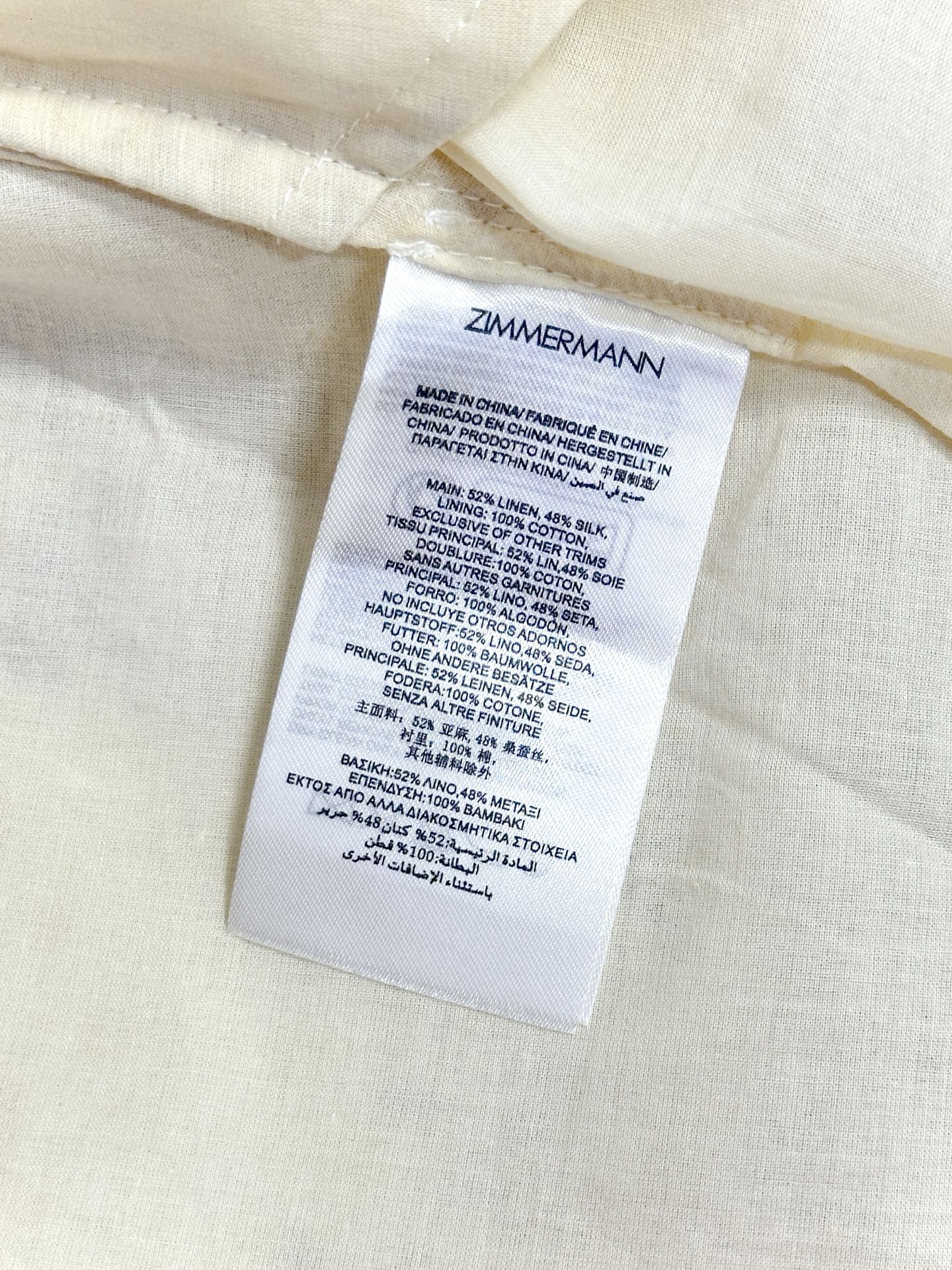 Robe courte en soie et lin à col en V profond Dawning de Zimmermann