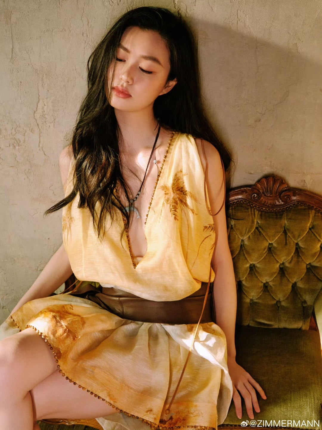 Mini-robe Zimmermann en soie et lin ornée de détails perlés