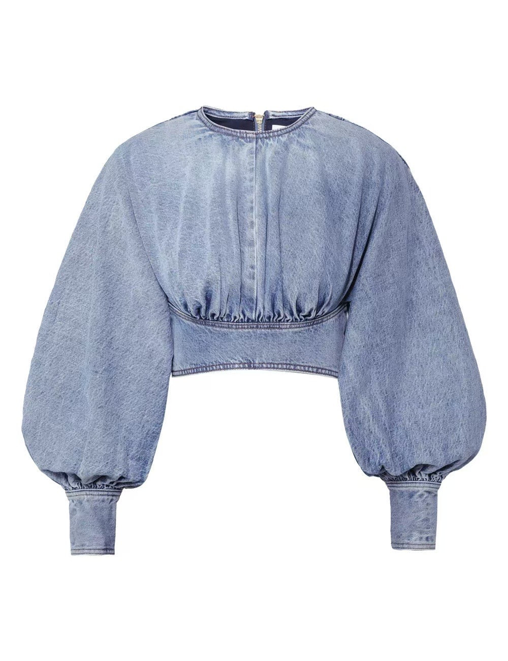 Ensemble haut court en denim de coton et jupe midi fendue Zimmermann