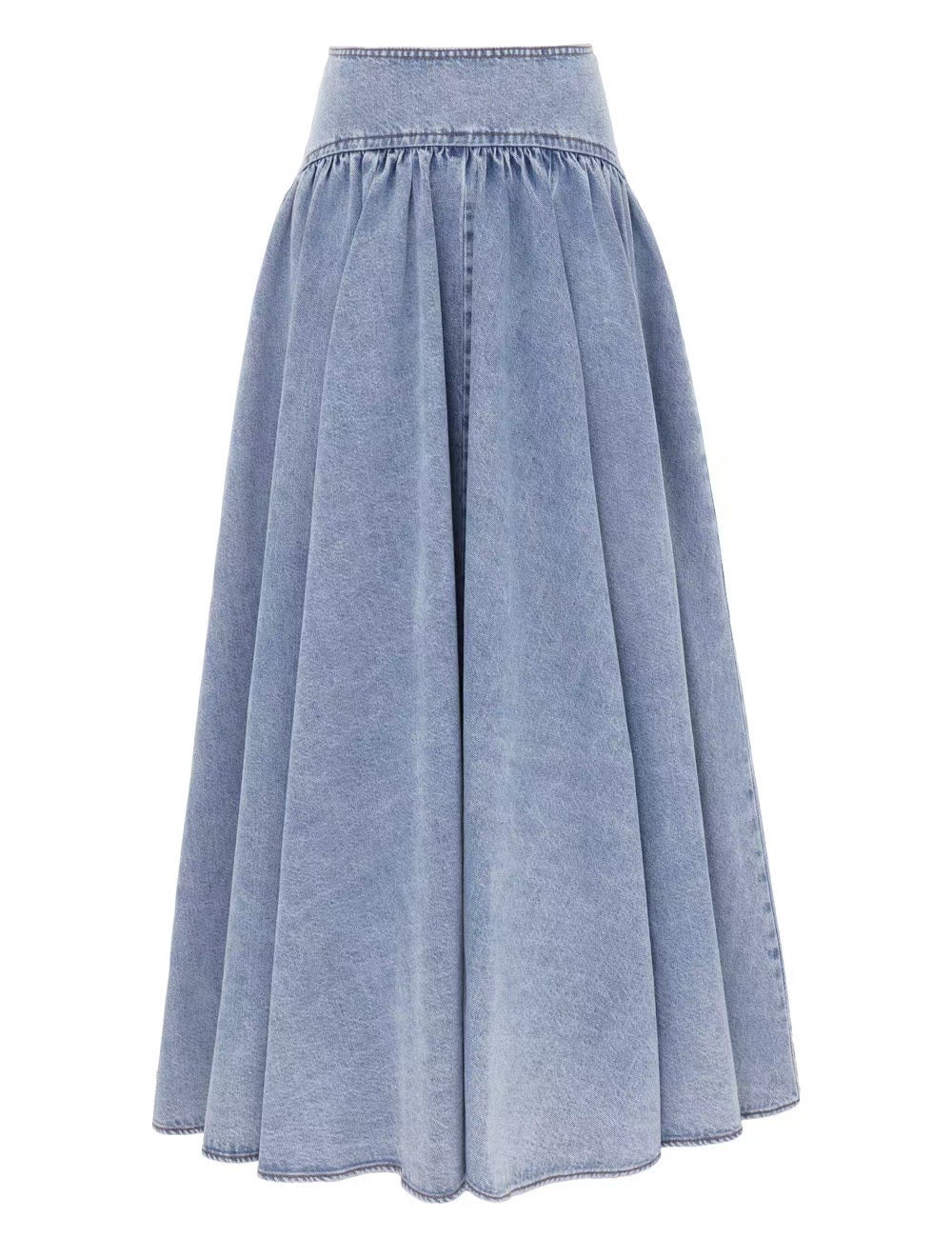 Ensemble haut court en denim de coton et jupe midi fendue Zimmermann