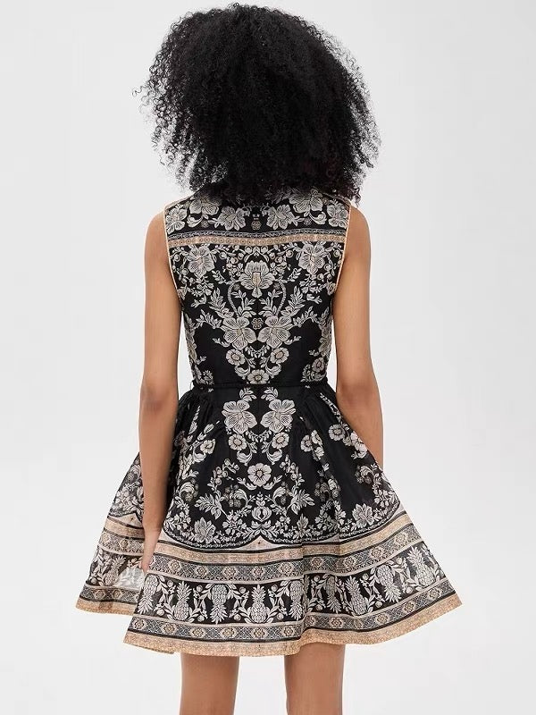 Mini-robe vintage fleurie en lin et soie Zimmermann