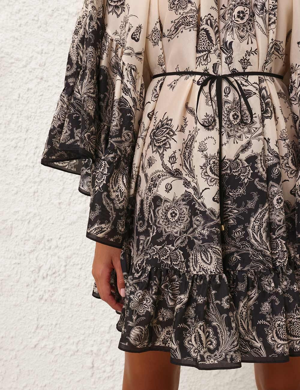 Mini-robe vintage fleurie en lin et soie Zimmermann