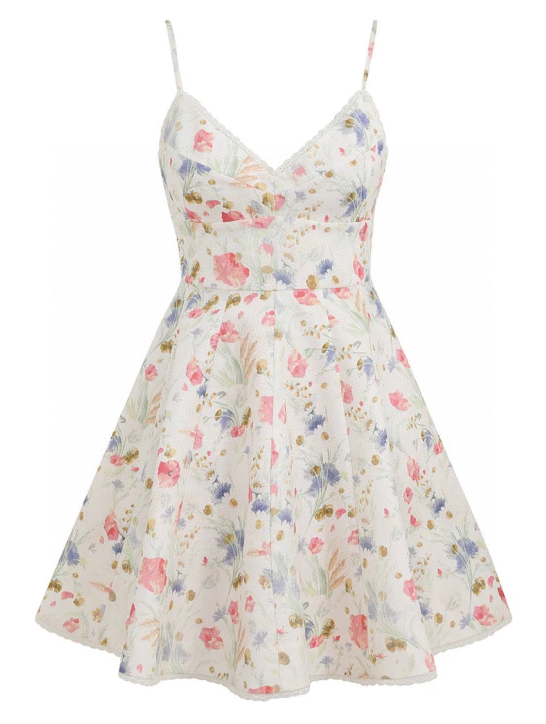 Mini-robe en lin et dentelle florale Zimmermann