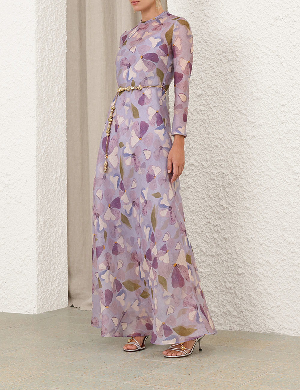 Robe longue transparente à fleurs lilas Dawning de Zimmermann