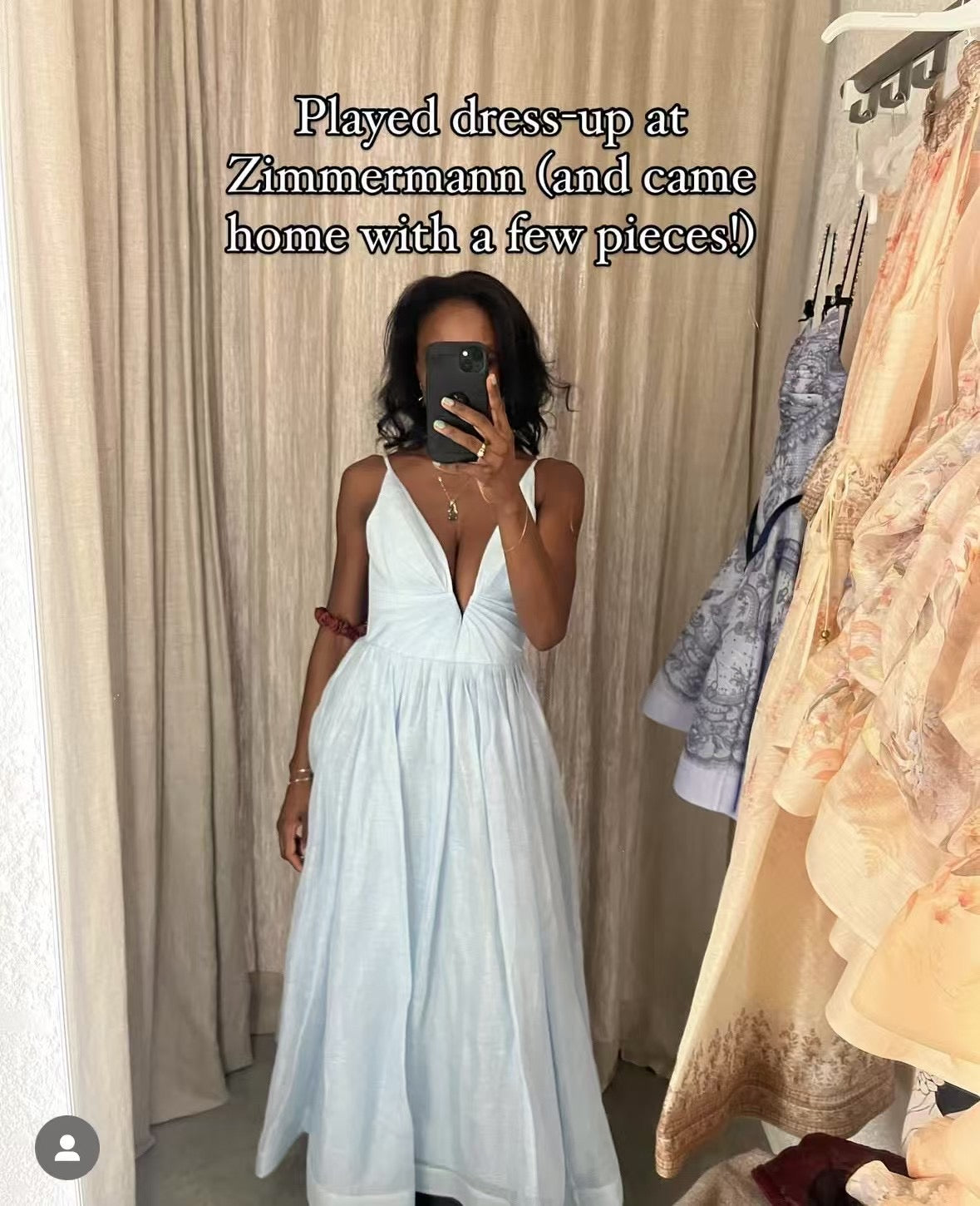 Robe midi Zimmermann en mélange de lin et de soie avec décolleté plongeant