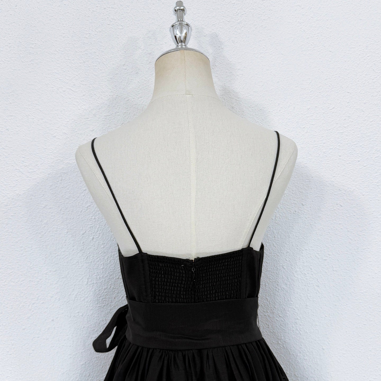 Robe midi noire en lin et soie Zimmermann avec ceinture à nouer