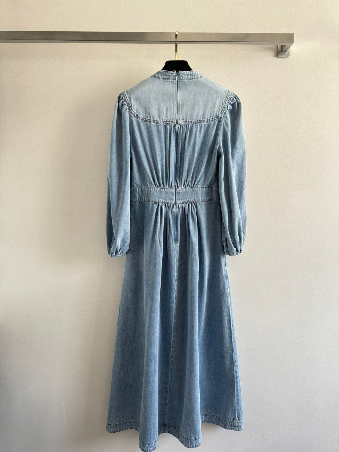 Zimmermann Vintage Wash Denim V-Neck Midi Dress