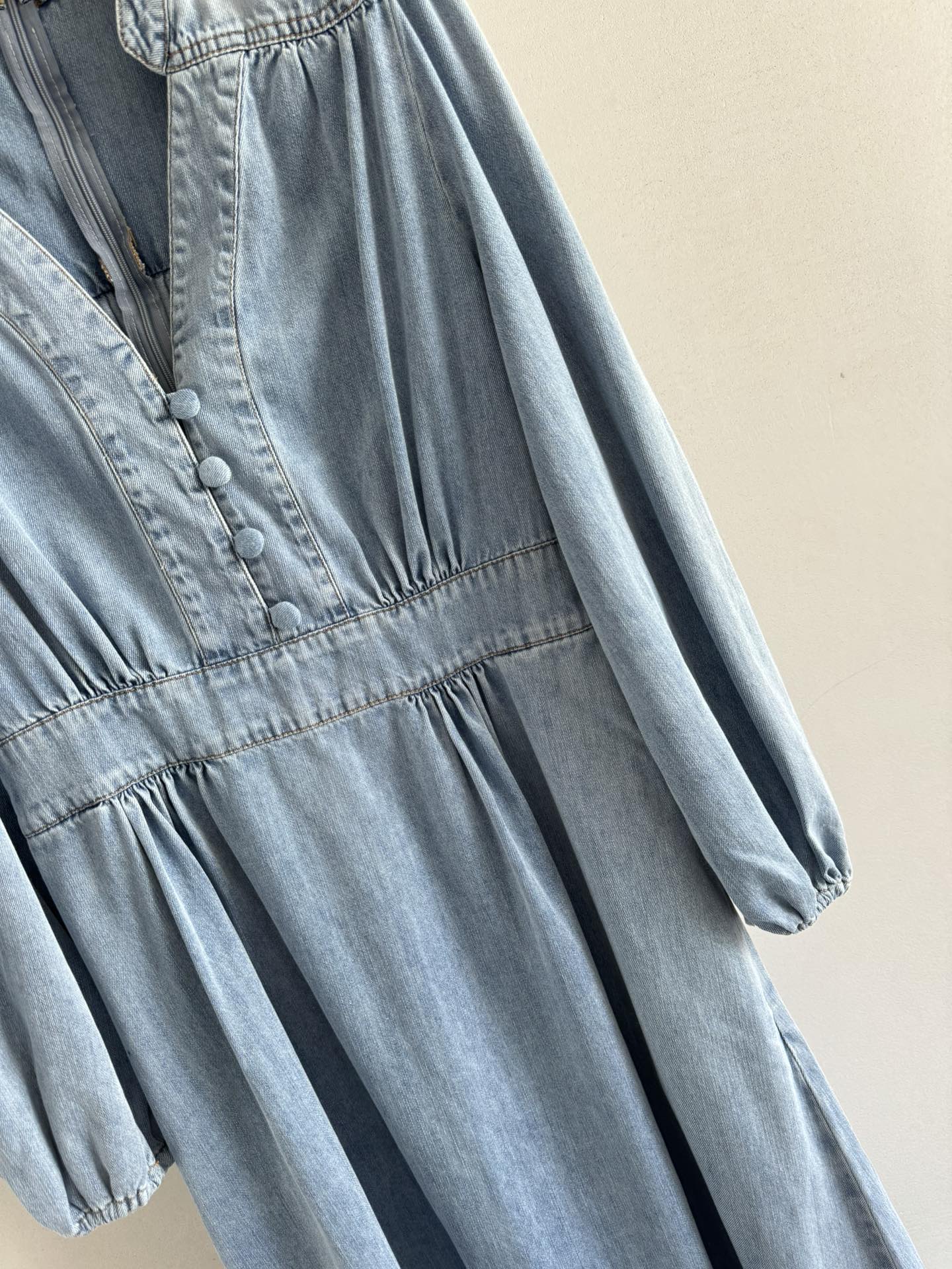 Zimmermann Vintage Wash Denim V-Neck Midi Dress