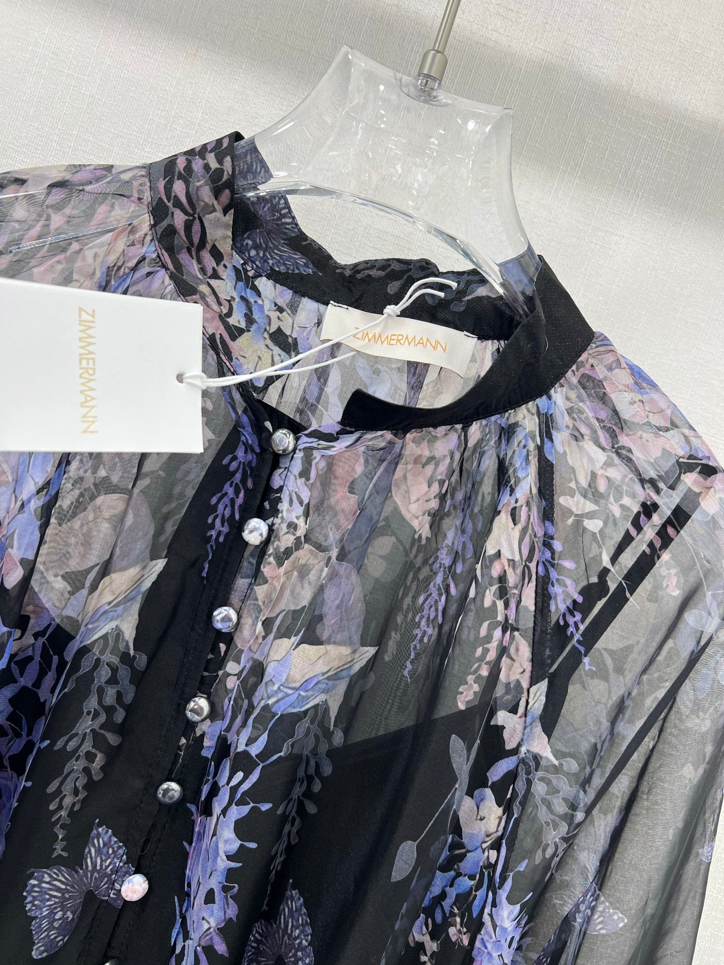 Zimmermann Violet Print Tiered Tulle Dress with Inner Slip