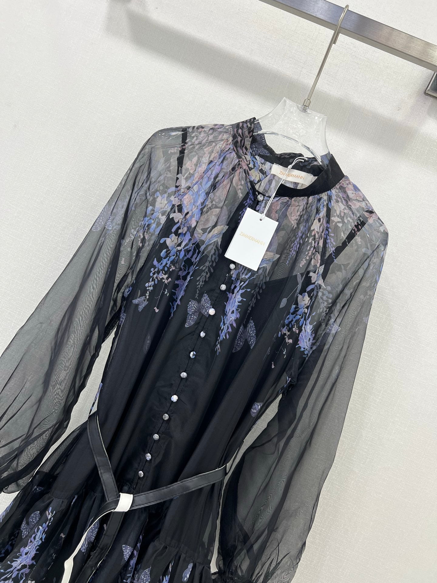 Zimmermann Violet Print Tiered Tulle Dress with Inner Slip