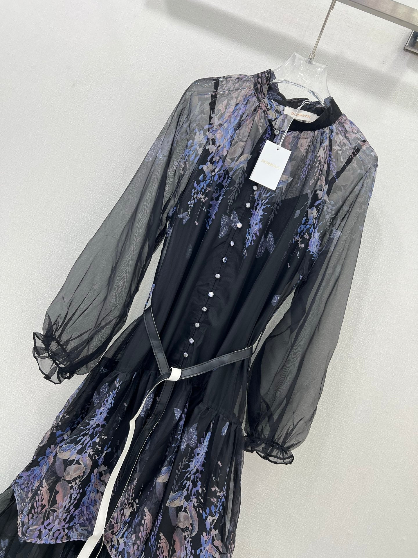 Zimmermann Violet Print Tiered Tulle Dress with Inner Slip