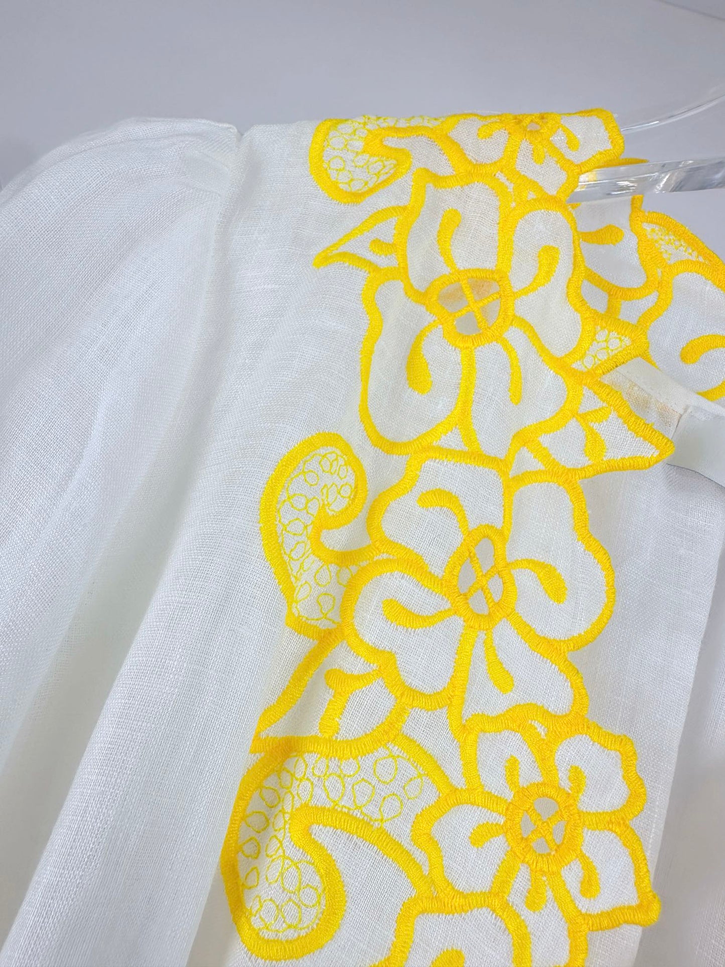 Zimmermann Golden Embroidered Linen Maxi Dress with Slip