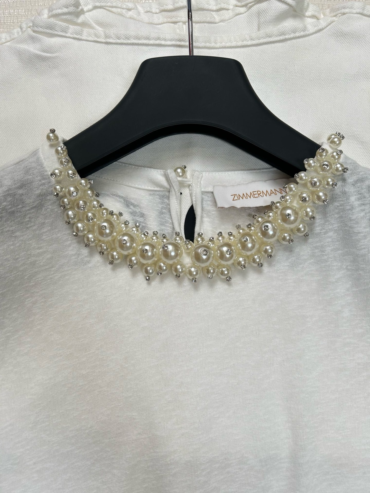 Zimmermann White Linen T-Shirt with Back Button Closure