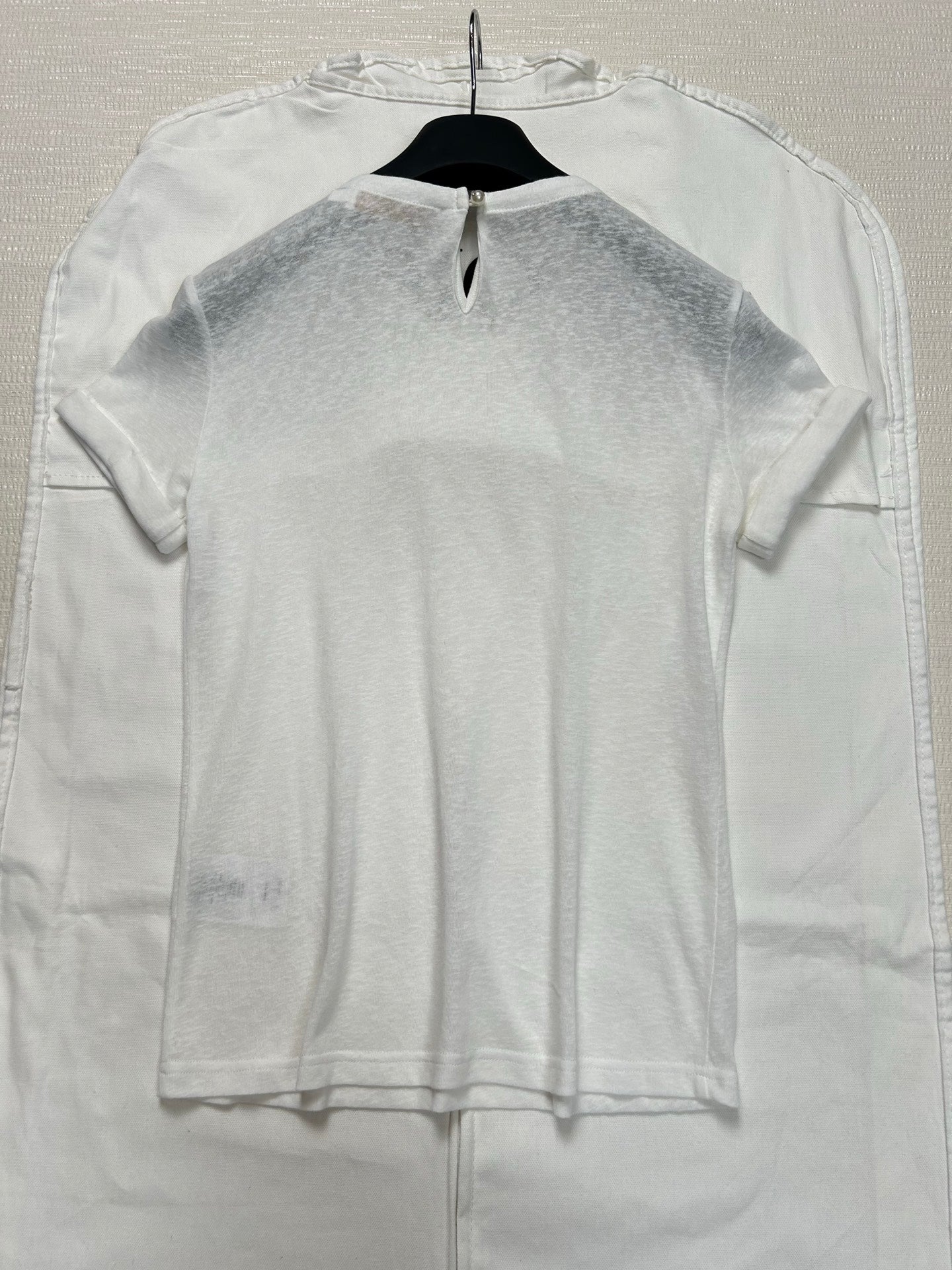 Zimmermann White Linen T-Shirt with Back Button Closure