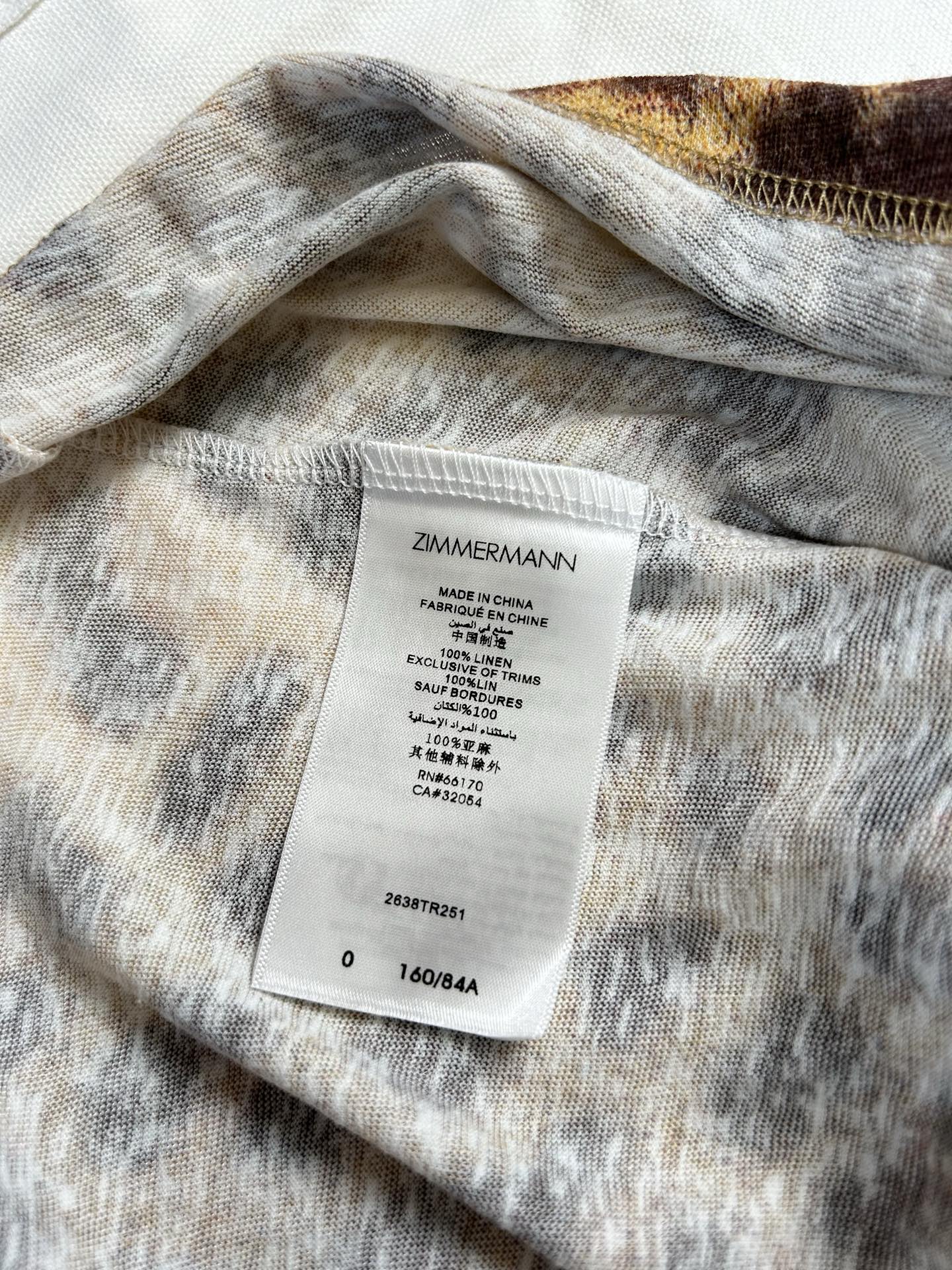 Zimmermann Leopard Print Linen T-Shirt with Pearl Embellished Collar