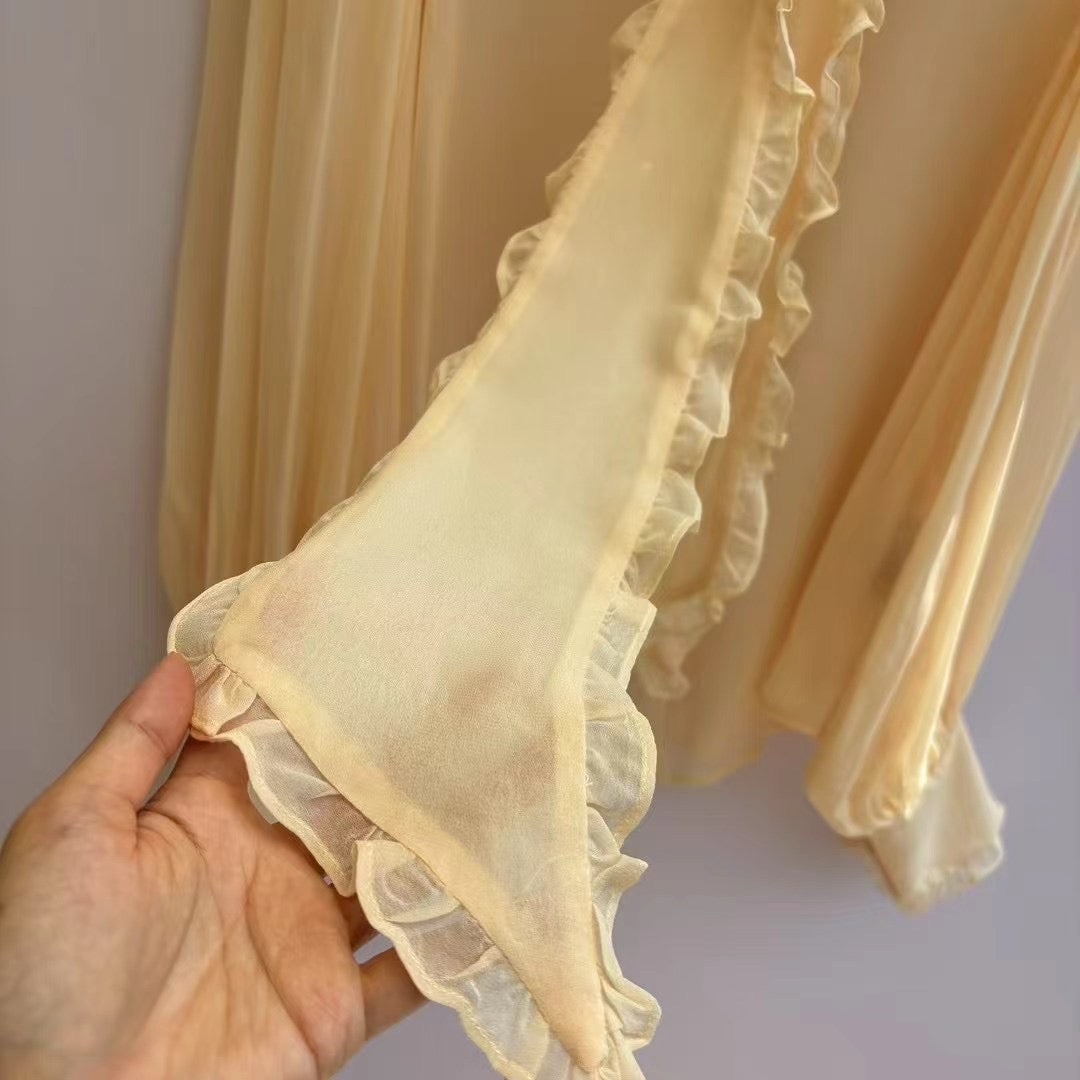 Zimmermann Sheer Lantern Sleeve Blouse with Detachable Ruffle Bow