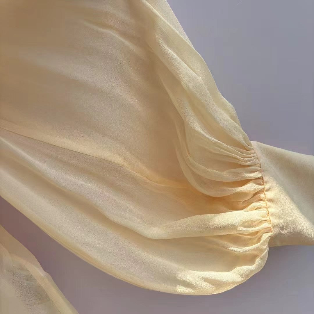 Zimmermann Sheer Lantern Sleeve Blouse with Detachable Ruffle Bow