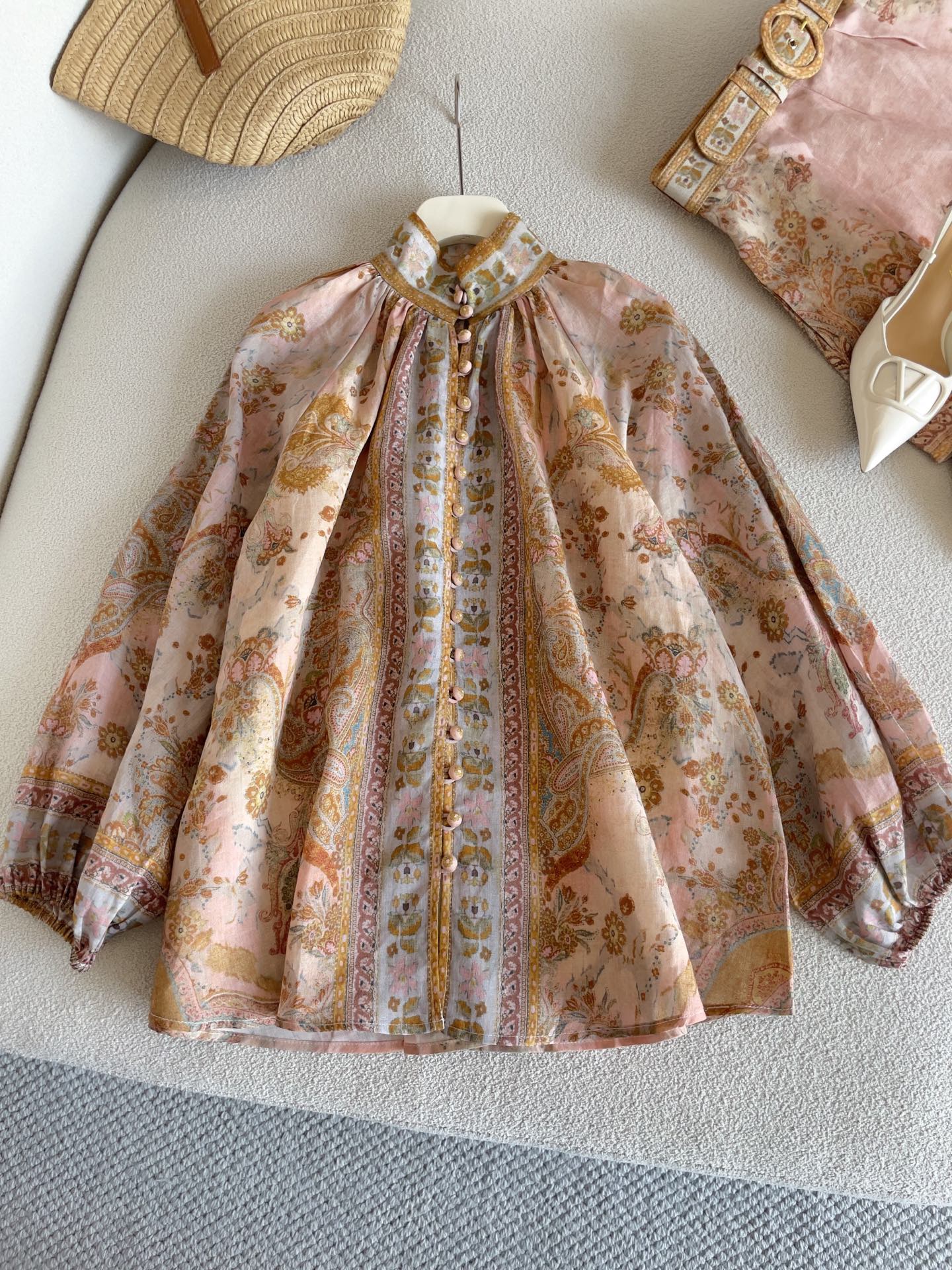 Zimmermann Vintage Paisley Print Two-Piece Set – Blouse & High-Waist Shorts