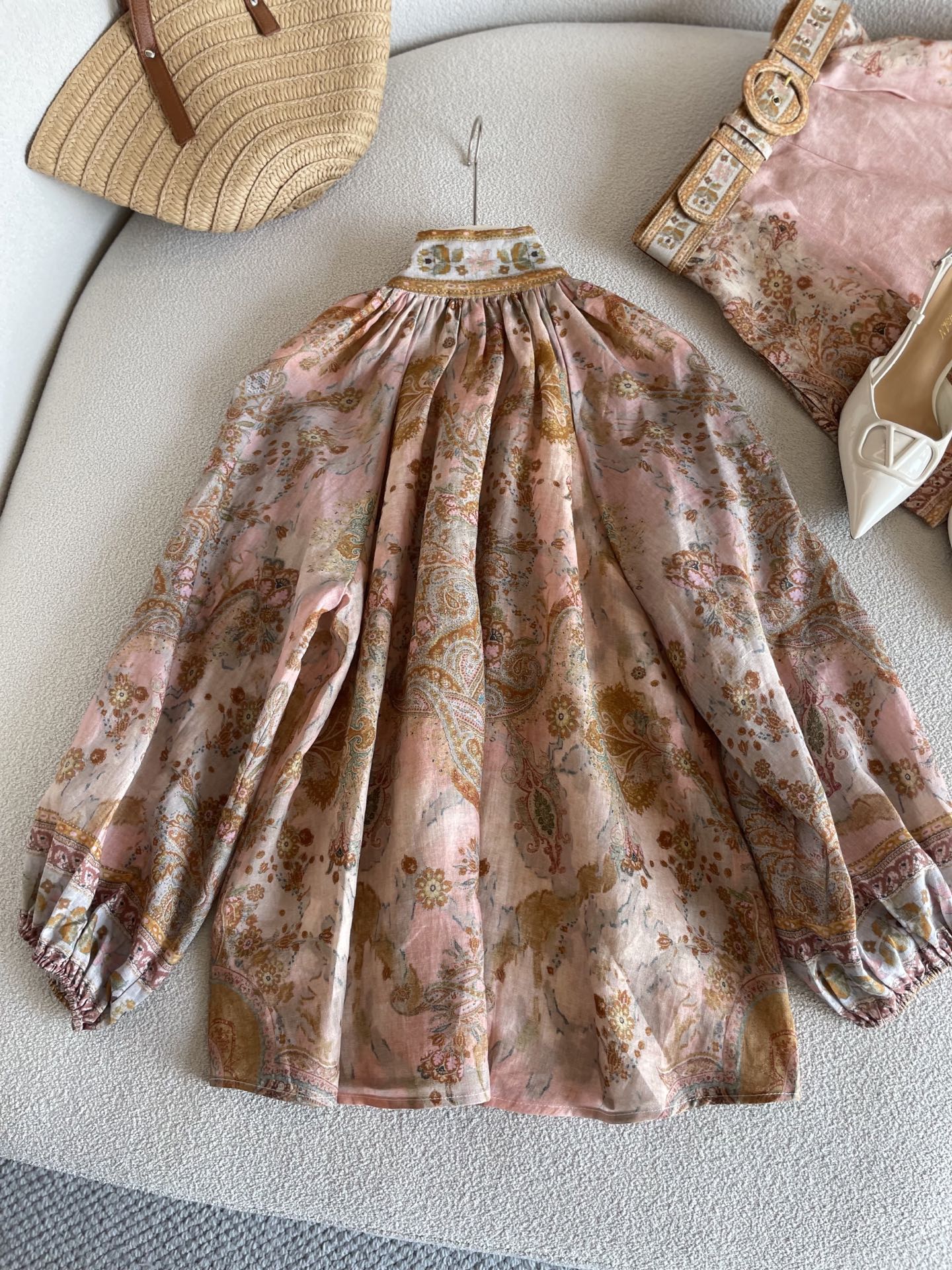 Zimmermann Vintage Paisley Print Two-Piece Set – Blouse & High-Waist Shorts