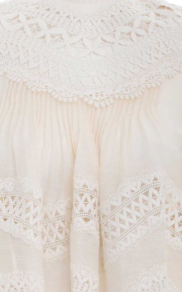 Zimmermann Postcard Embroidered Blouse in Cream – Resort 2022
