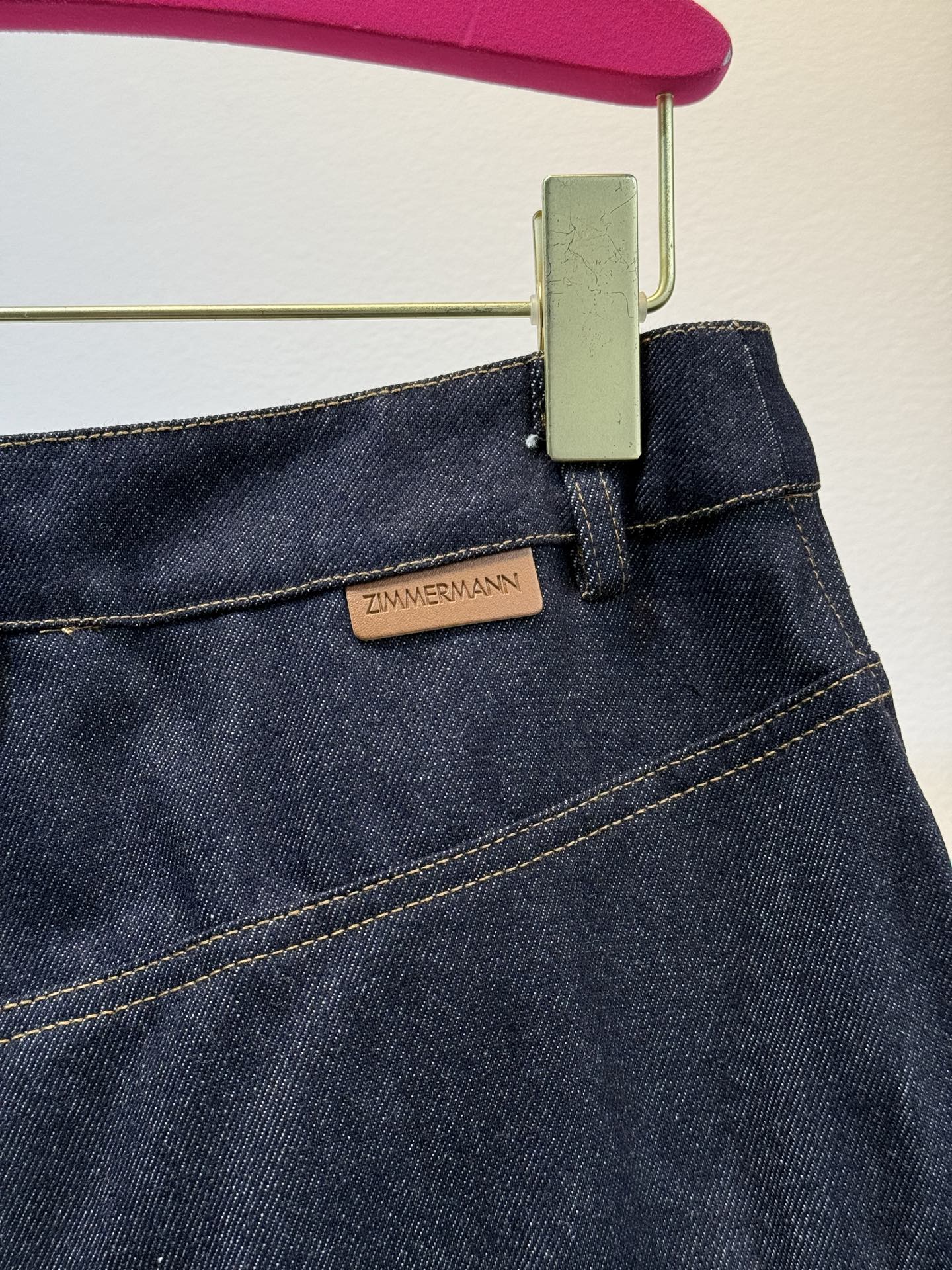 Zimmermann Pleated Ruffle Hem Denim Mini Skirt