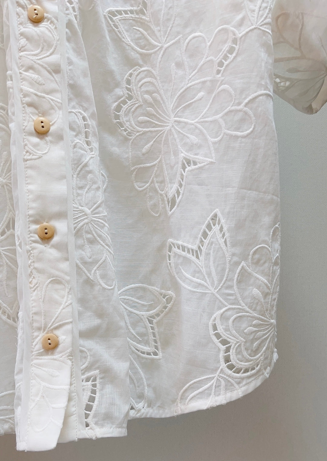 Zimmermann White Embroidered Cotton Shirt with Patch Pockets