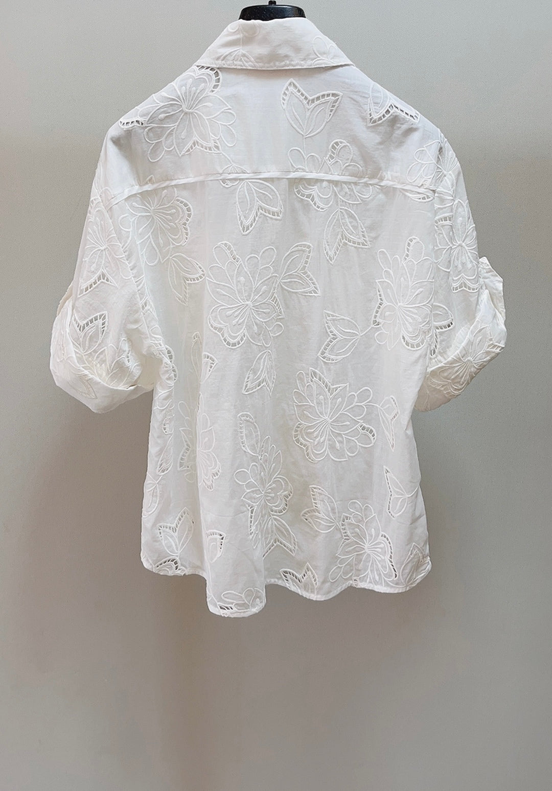 Zimmermann White Embroidered Cotton Shirt with Patch Pockets