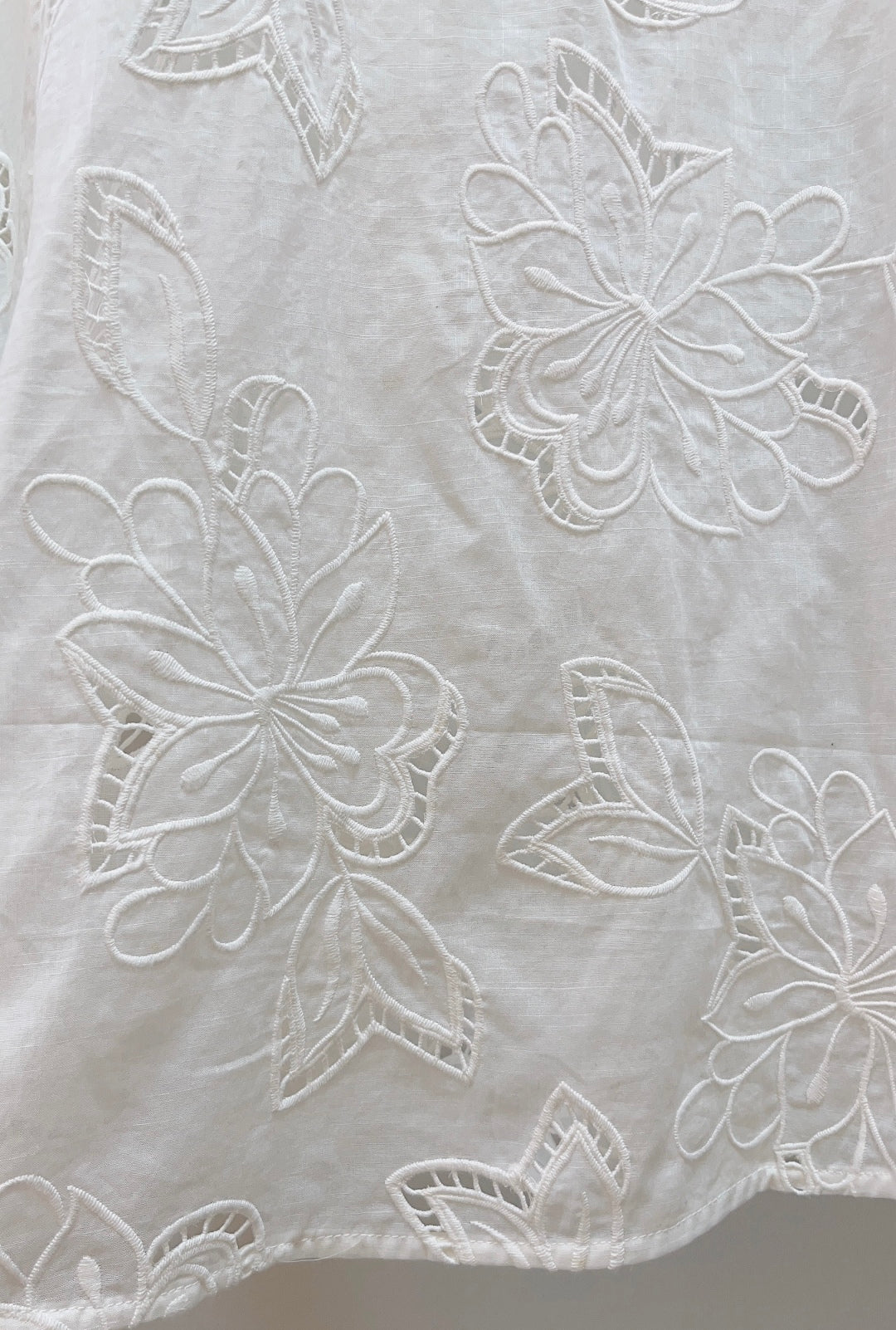 Zimmermann White Embroidered Cotton Shirt with Patch Pockets
