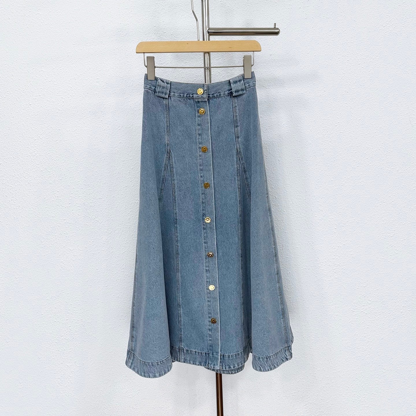 Zimmermann High-Waisted A-Line Denim Midi Skirt