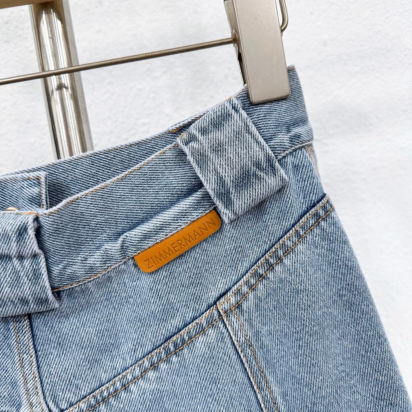 Zimmermann High-Waisted A-Line Denim Midi Skirt