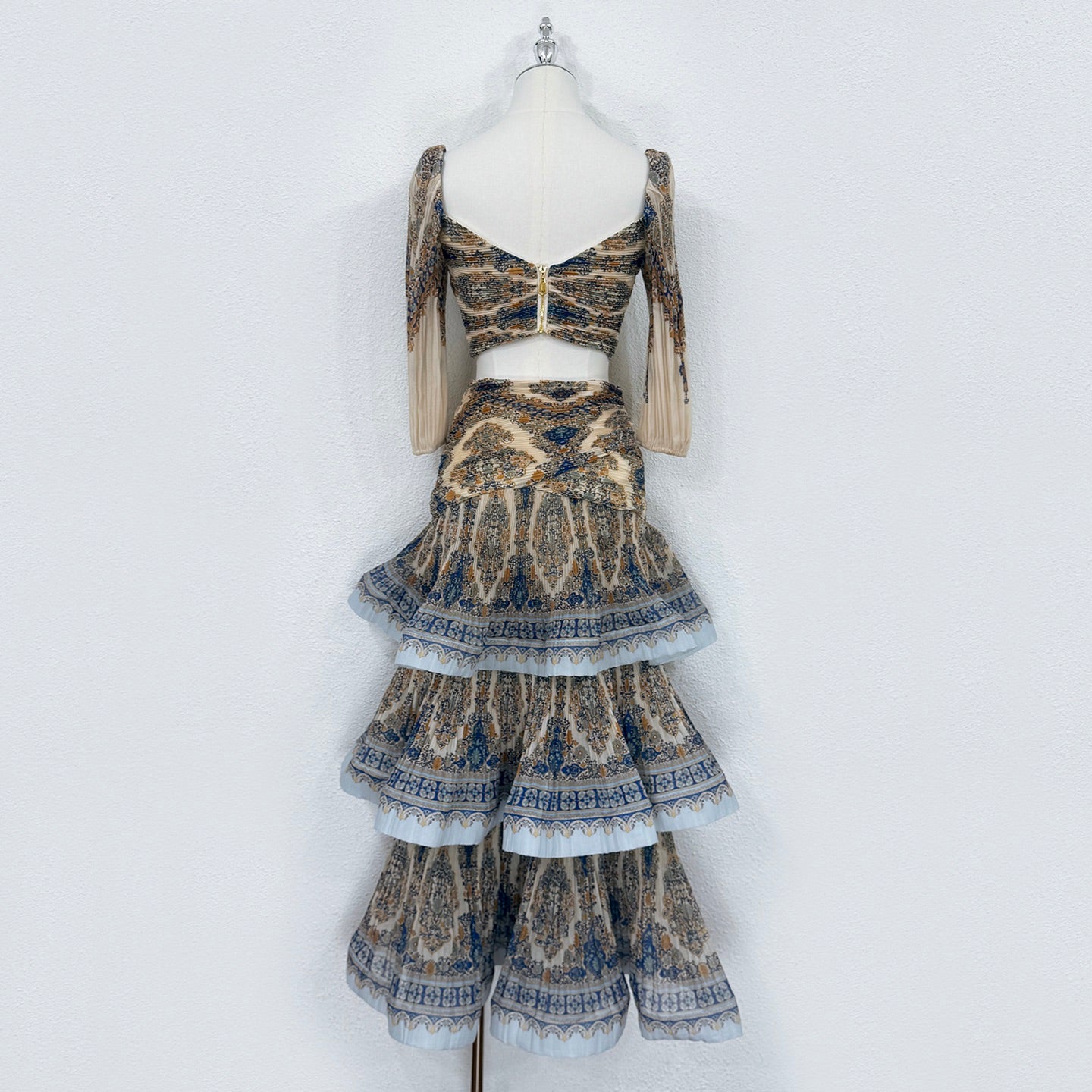 Zimmermann Pleated Crop Top and Tiered Maxi Skirt Set