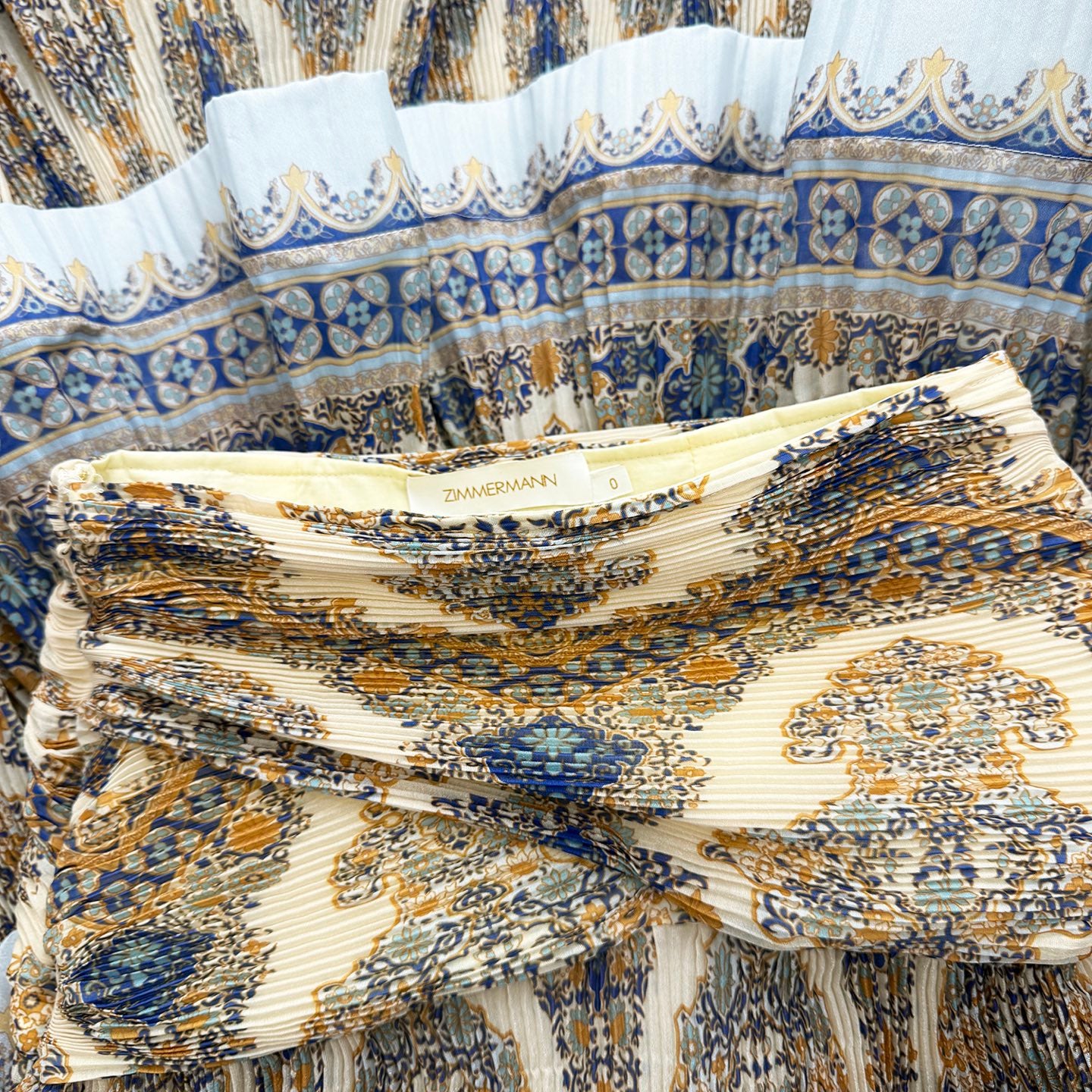 Zimmermann Pleated Crop Top and Tiered Maxi Skirt Set