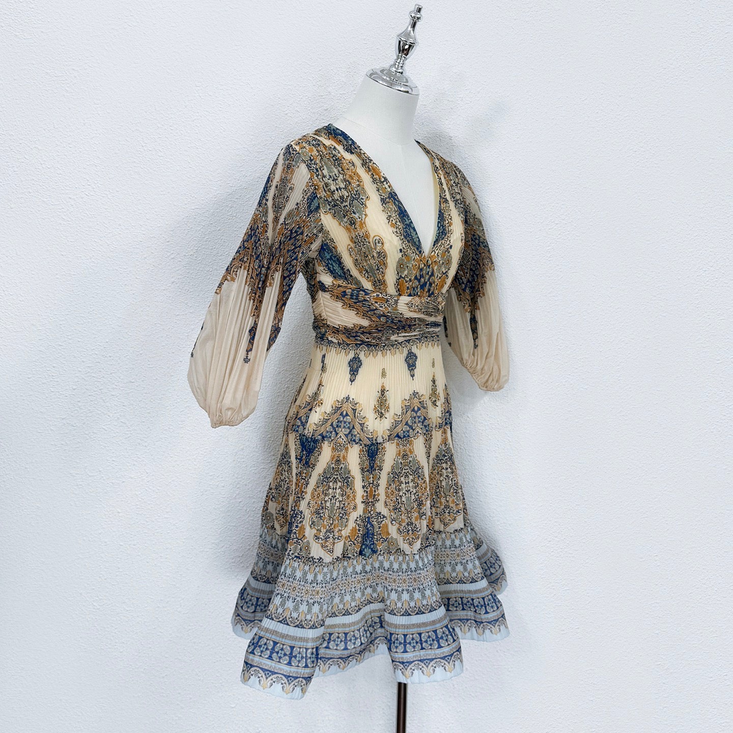 Zimmermann Pleated Baroque Print Mini Dress