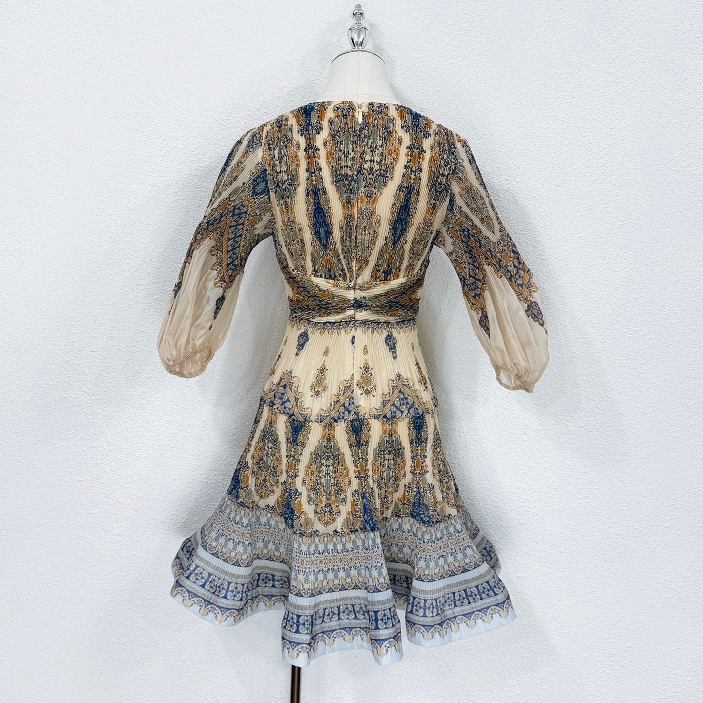 Zimmermann Pleated Baroque Print Mini Dress