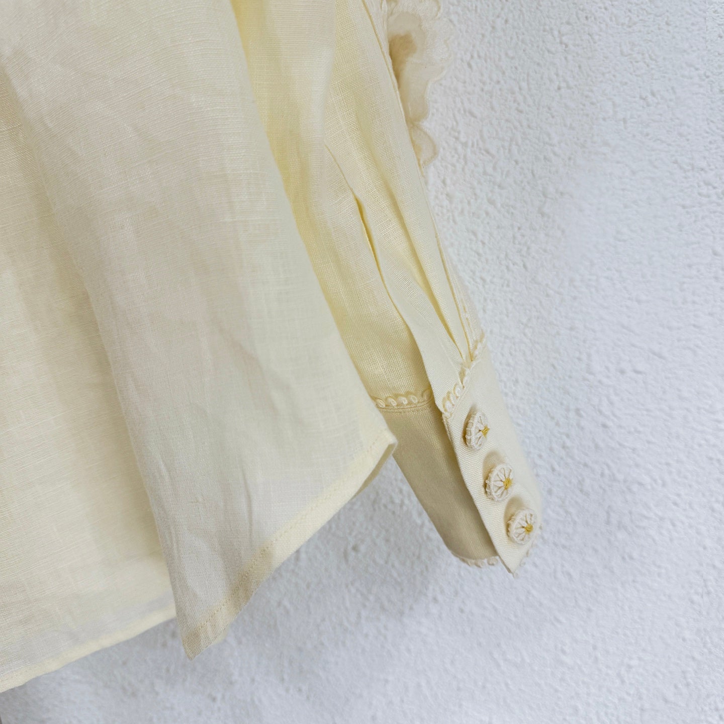 Zimmermann Embroidered Linen Top and Shorts Set with 3D Floral Details