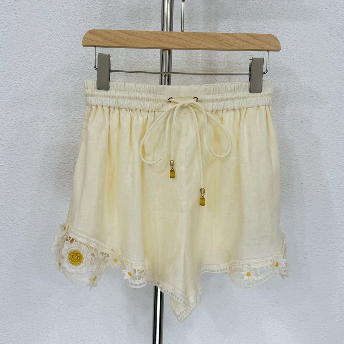 Zimmermann Embroidered Linen Top and Shorts Set with 3D Floral Details