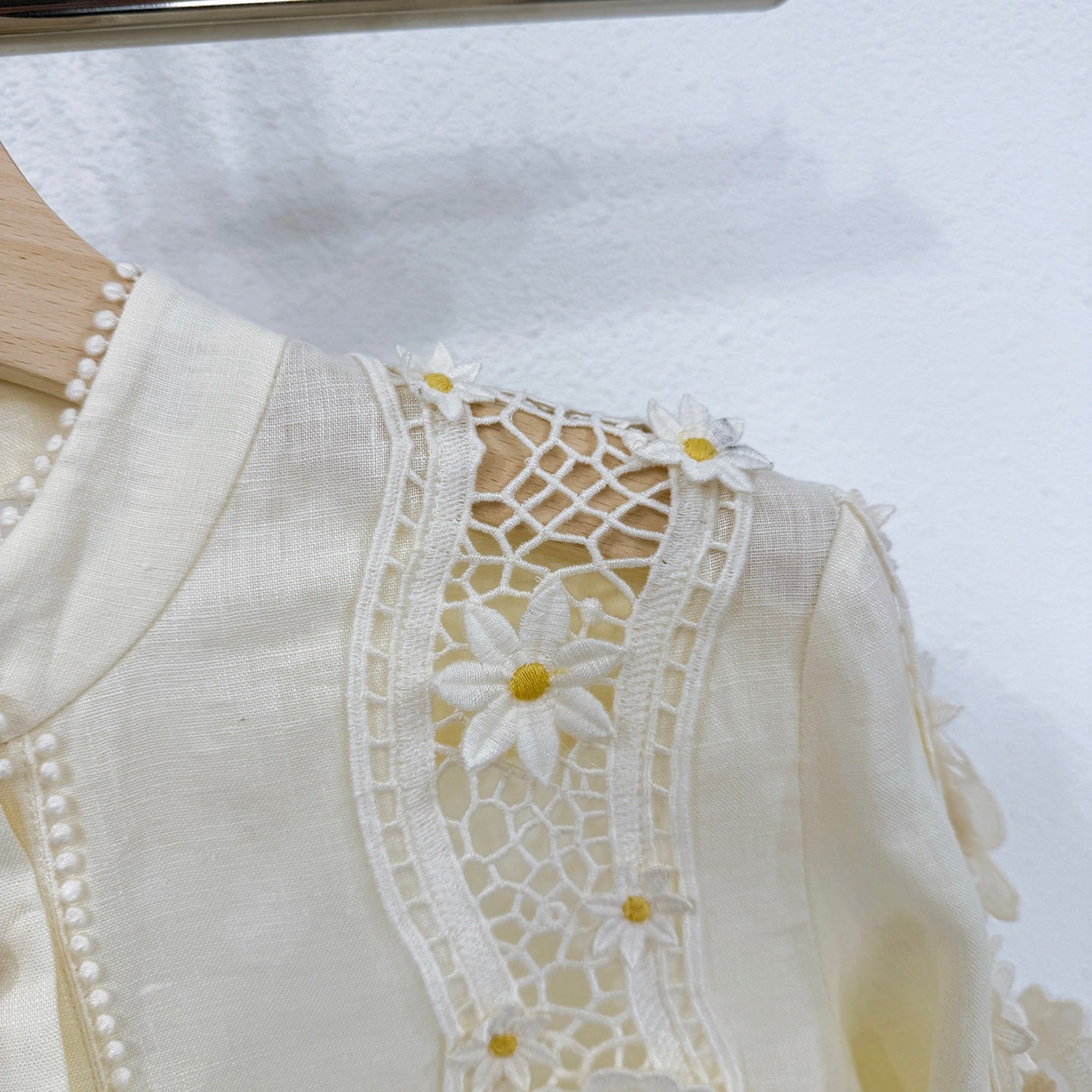 Zimmermann Embroidered Linen Top and Shorts Set with 3D Floral Details