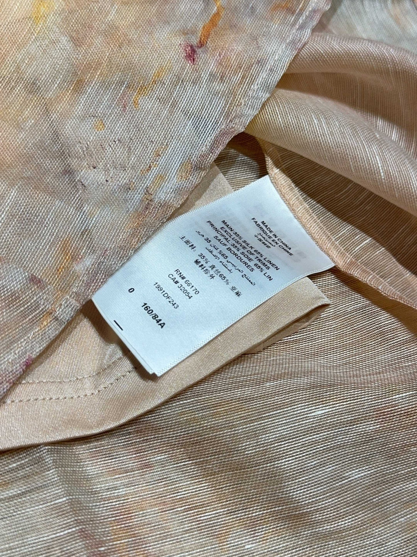 Zimmermann Guava Seascape Linen-Silk Shirt with Shell Button Detail