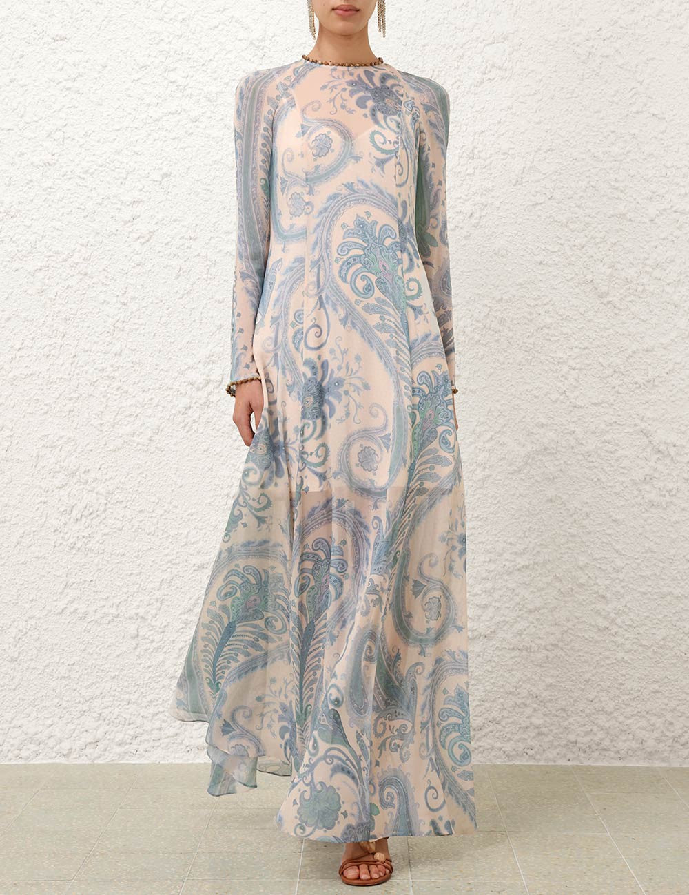Zimmermann Illuminate Long Sleeve Embellished Maxi Dress