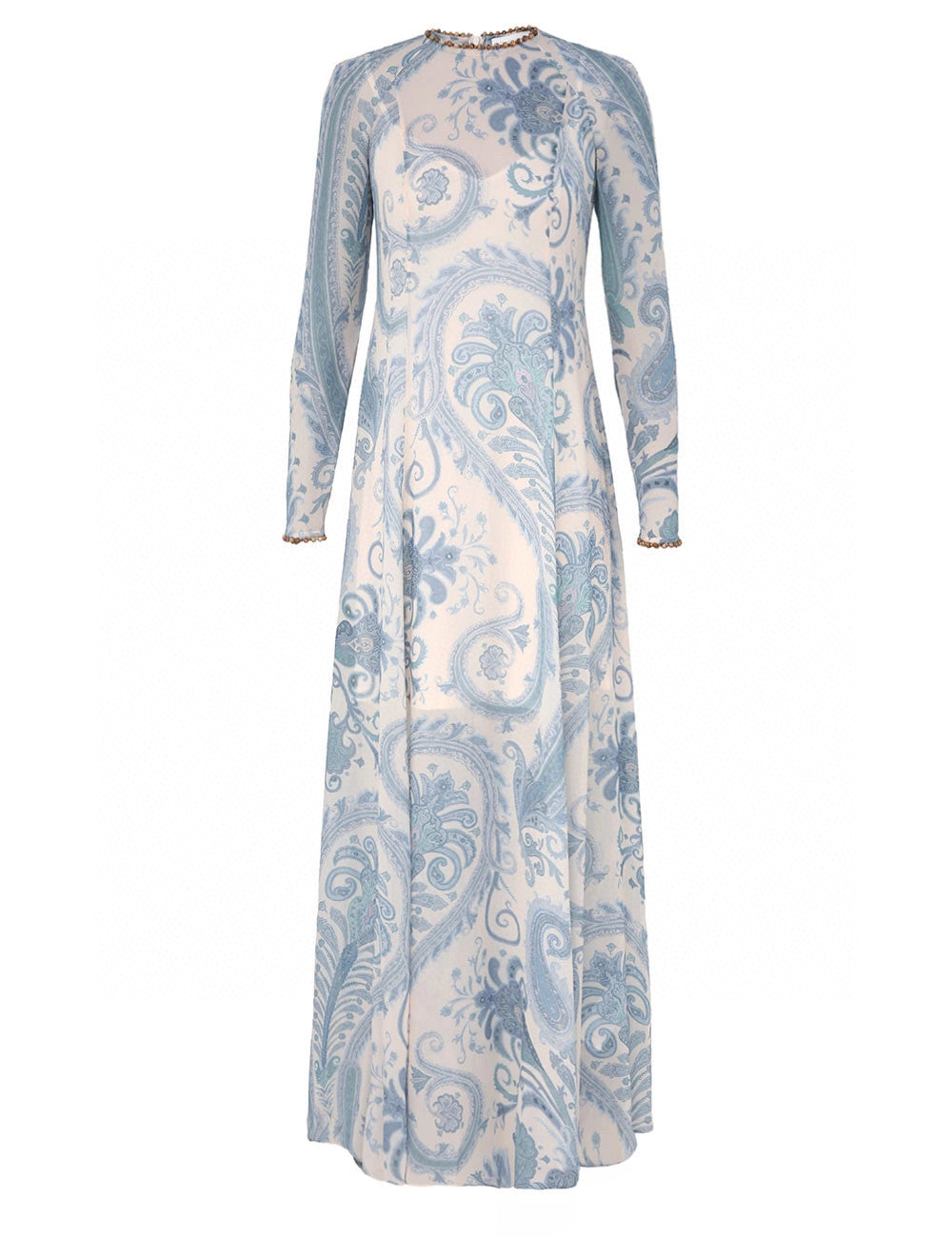 Zimmermann Illuminate Long Sleeve Embellished Maxi Dress
