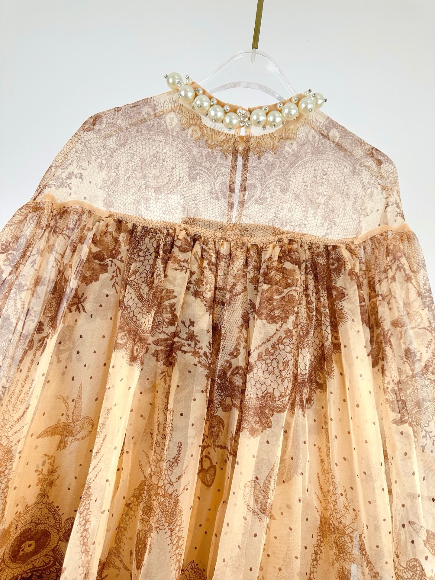 Zimmermann Crush Ruffled Lace Mini Dress with Beaded Collar
