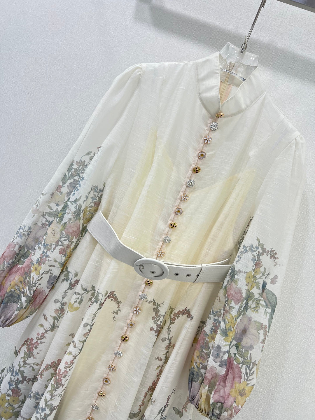 Zimmermann Floral Lantern Sleeve Button-Front Maxi Dress