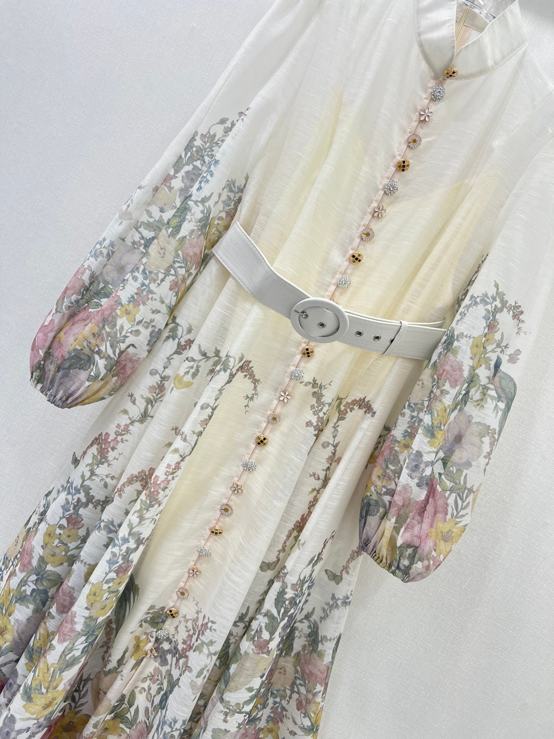 Zimmermann Floral Lantern Sleeve Button-Front Maxi Dress