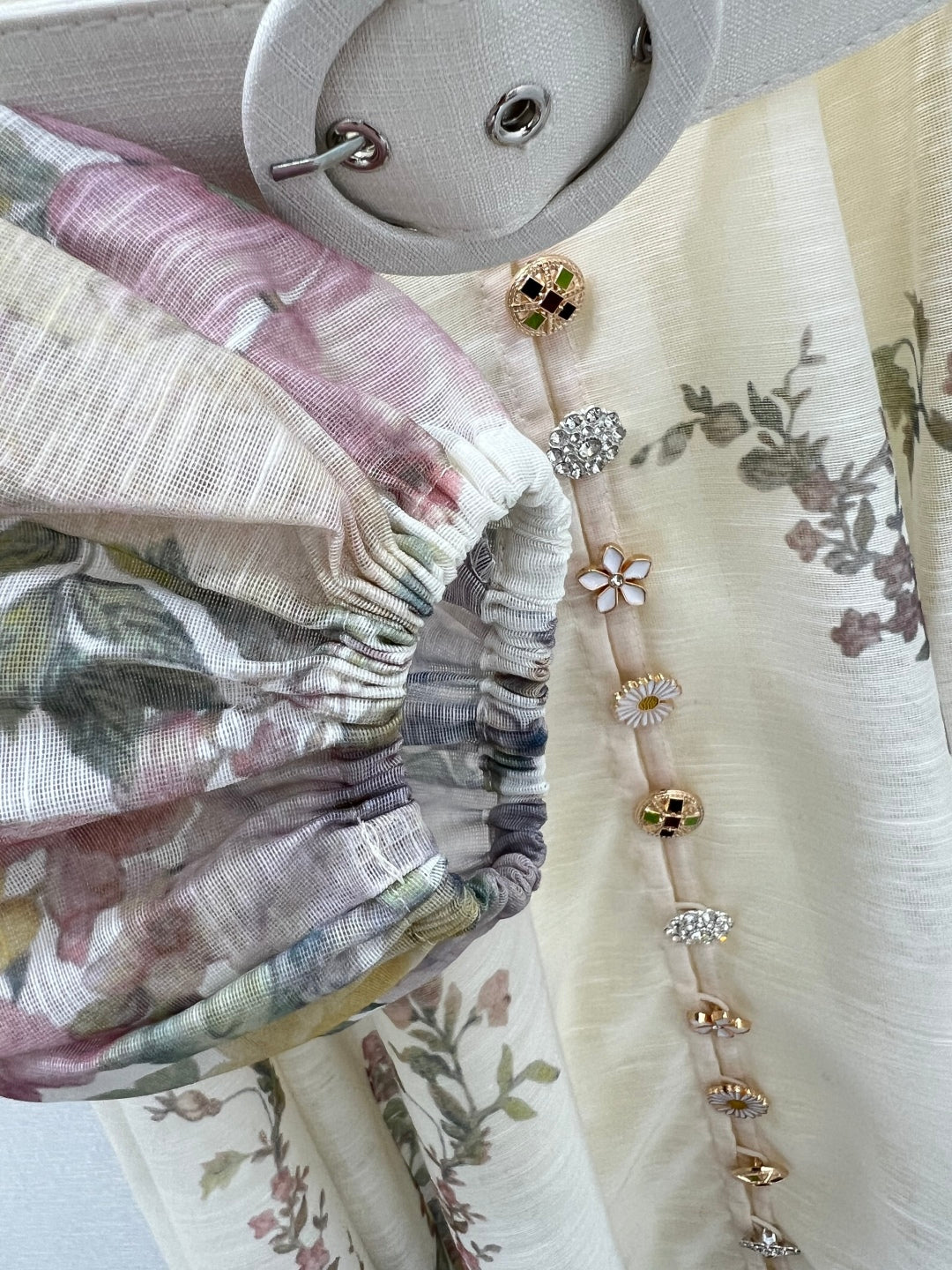 Zimmermann Floral Lantern Sleeve Button-Front Maxi Dress