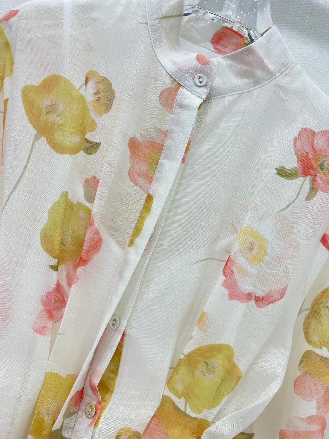 Zimmermann Tulip Print Cotton Maxi Dress with Belt and Lantern Sleeves
