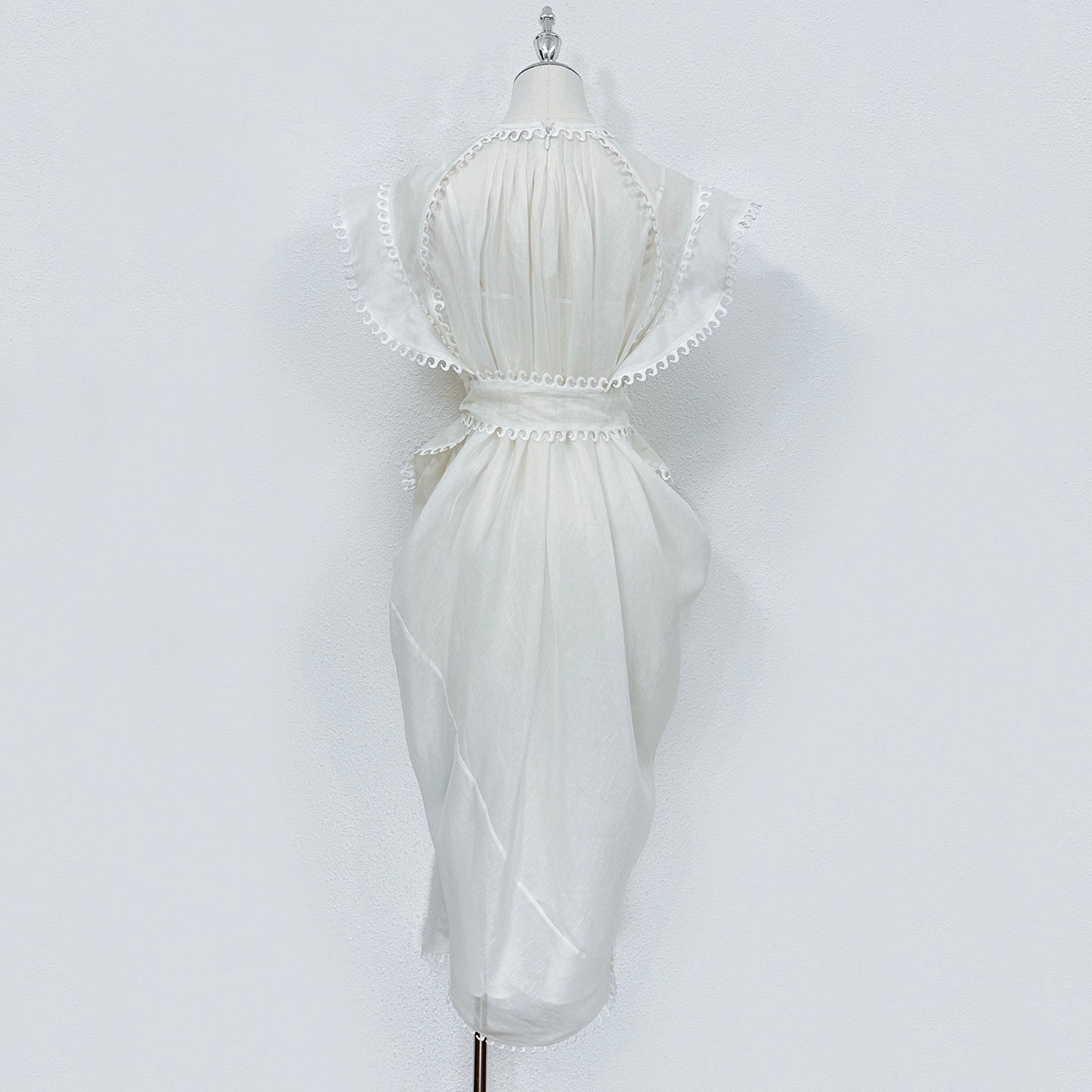 Zimmermann Embroidered Linen-Silk Midi Dress with Slip Lining