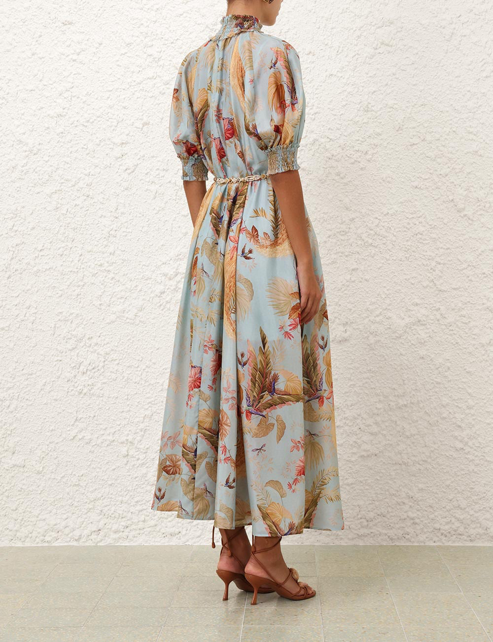 Zimmermann Shirred Silk Maxi Dress with Slip